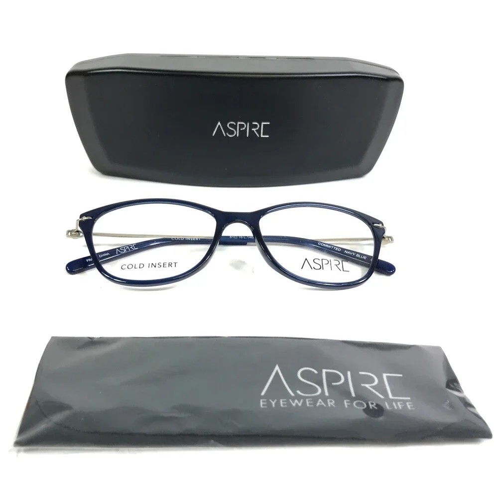 Aspire Eyeglasses Frames COMMITTED NAVY BLUE Cat Eye Full Rim 51-16-140